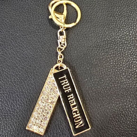 True Religion Logo & Rhinestone Bars Keychain/Bag Charm - Picture 3 of 4